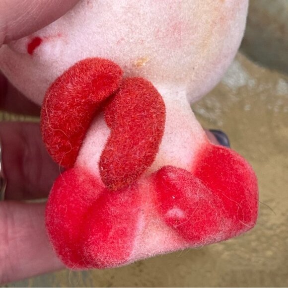 Vintage Blow Mold Flocked Red & White Panda Bear Ornaments Set of 2 - Picture 11 of 15